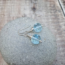Load image into Gallery viewer, Sterling Silver Ice Blue Spotty Lampwork Earrings