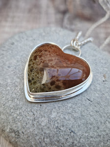 Sterling Silver and Imperial Jasper Gemstone Heart Necklace