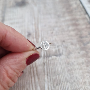 Sterling Silver Small Personalised Initial Ring