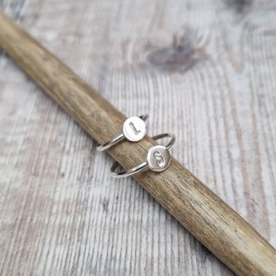 Sterling Silver Small Personalised Initial Ring
