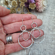Load image into Gallery viewer, Sterling Silver Long Irregular Circle Earrings