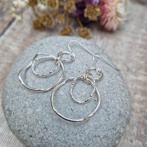 Sterling Silver Long Irregular Circle Earrings