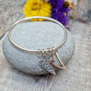 Sterling Silver Large Heart Bangle
