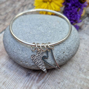 Sterling Silver Large Heart Bangle
