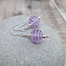 Load image into Gallery viewer, Sterling Silver Lilac Spiral Lampwork Earrings