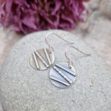 Load image into Gallery viewer, Sterling Silver Oxidised Patterned Disc Earrings
