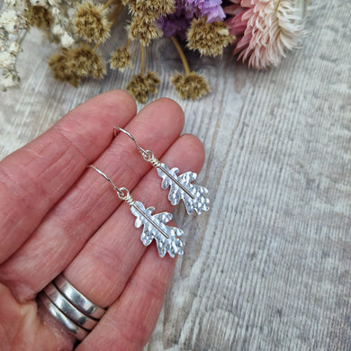 Sterling Silver Oak Leaf Drop Earrings