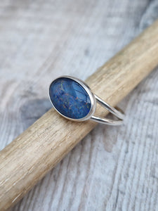 Sterling Silver and Opal Gemstone Ring - UK Size T 1/2