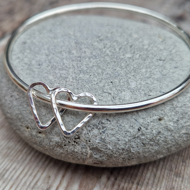 Sterling Silver Smooth Open Heart Bangle