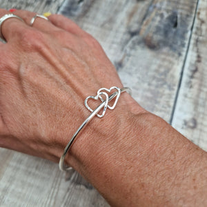 Sterling Silver Smooth Open Heart Bangle