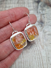 Load image into Gallery viewer, Sterling Silver Orange Rectangle Surfite Earrings