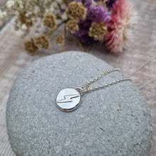 Load image into Gallery viewer, Sterling Silver Pebble Necklace with Lightning Flash