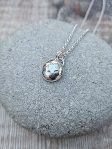 Sterling Silver Pebble Necklace with Silver Star