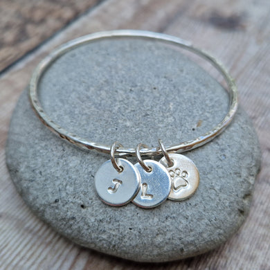 Sterling Silver Personalised Initial Bangle