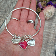Load image into Gallery viewer, Sterling Silver and Pink Aurora Opal Heart Bangle