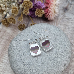 Sterling Silver Pink Rectangle Surfite Earrings