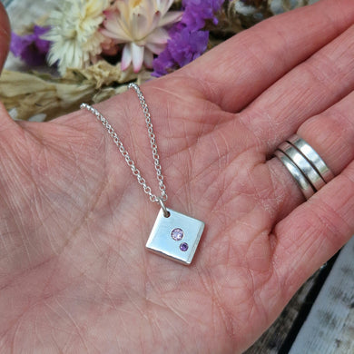 Sterling Silver and Pink and Purple Cubic Zirconia Necklace - SAMPLE