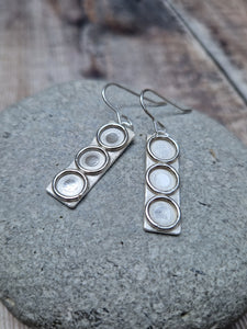 Sterling Silver Rectangle Earrings with Circles - SAMPLE