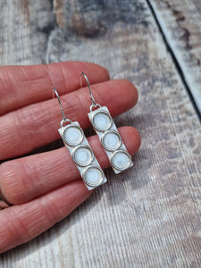 Sterling Silver Rectangle Earrings with Circles - SAMPLE