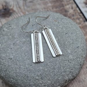 Sterling Silver Rectangle Decorative Wire Earrings