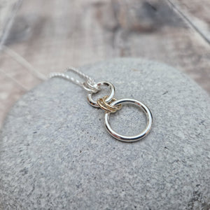 Sterling Silver and 9ct Gold 2 Circle Necklace