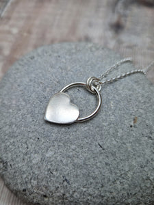 Sterling Silver Circle Necklace with Heart