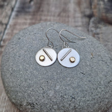 Load image into Gallery viewer, Sterling Silver Disc Earrings with 9ct Gold