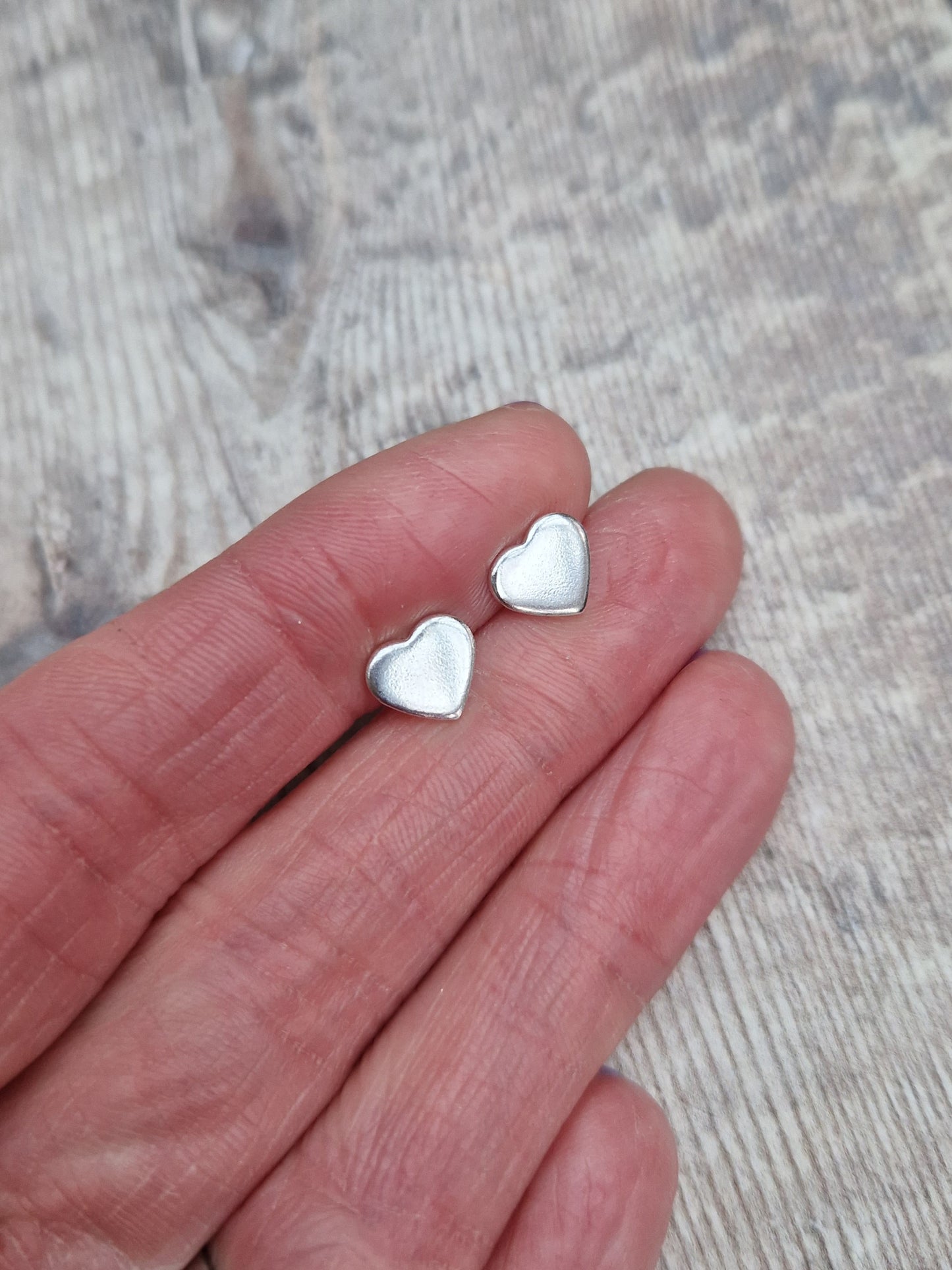 Sterling Silver Small Heart Stud Earrings