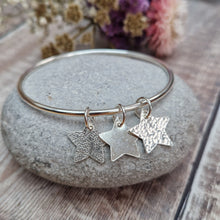 Load image into Gallery viewer, Sterling Silver Triple Star Charm Bangle