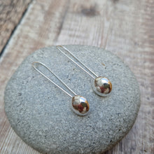 Load image into Gallery viewer, Sterling Silver Long Smooth Pebble Earrings