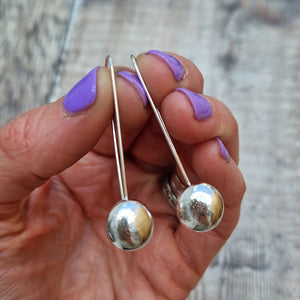 Sterling Silver Long Smooth Pebble Earrings