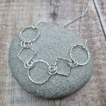 Load image into Gallery viewer, Sterling Silver Square and Circle Link Necklace