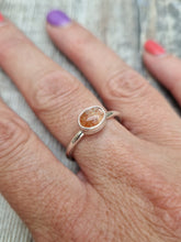 Load image into Gallery viewer, Sterling Silver and Sunstone Gemstone Ring - UK Size R