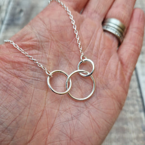 Sterling Silver Three Linked Circle Necklace