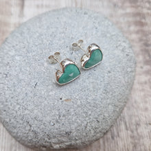 Load image into Gallery viewer, Sterling Silver Turquoise Surfite Heart Stud Earrings