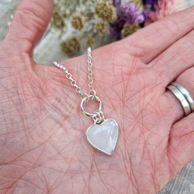 Sterling Silver White Surfite Heart Necklace
