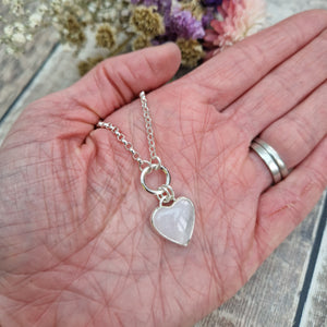 Sterling Silver White Surfite Heart Necklace