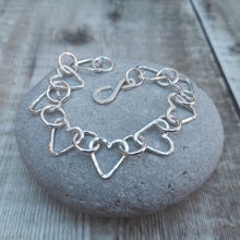 Load image into Gallery viewer, Sterling Silver Heart Link Bracelet