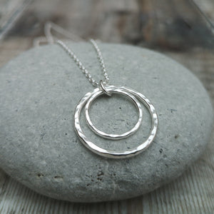 Sterling Silver Hammered Two Circle Necklace