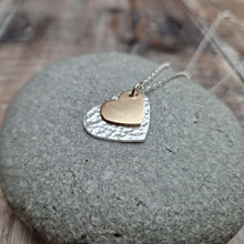 Load image into Gallery viewer, Sterling Silver and Gold Two Heart Necklace