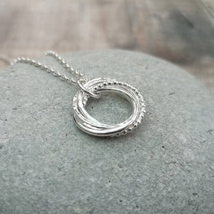 Sterling Silver Four Linked Ring Necklace