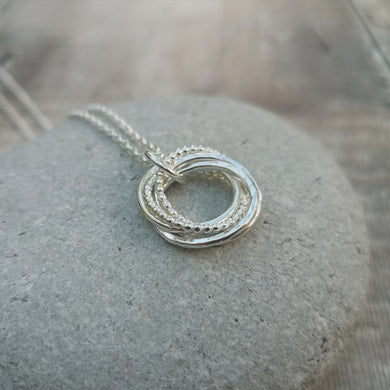 Sterling Silver Five Linked Ring Necklace