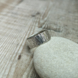 Sterling Silver Wide Textured Ring