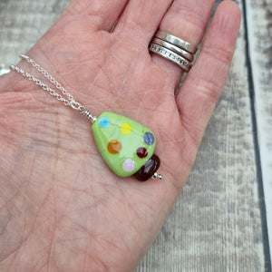 Sterling Silver Lampwork Christmas Tree Necklace