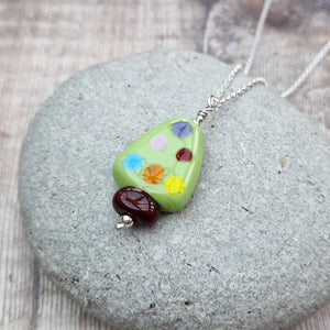 Sterling Silver Lampwork Christmas Tree Necklace