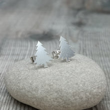 Load image into Gallery viewer, Sterling Silver Christmas Tree Stud Earrings