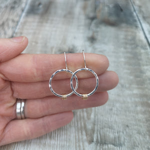 Sterling Silver Circle Earrings with Four Gold Rings