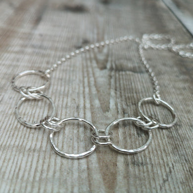 Sterling Silver Circle and Oval Link Necklace