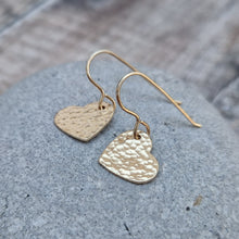 Load image into Gallery viewer, Gold Hammered Heart Earrings - SAMPLE
