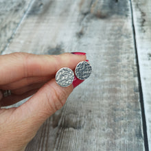 Load image into Gallery viewer, Sterling Silver Hammered Disc Stud Earrings